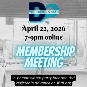 Thundering 36th April 22, 2026 7-9pm location tbd MEMBERSHIP MEETING for location updates register in advance at 36th.org