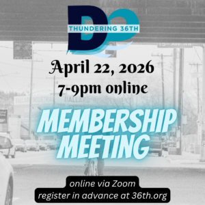 Thundering 36th April 22, 2026 7-9pm location tbd MEMBERSHIP MEETING for location updates register in advance at 36th.org
