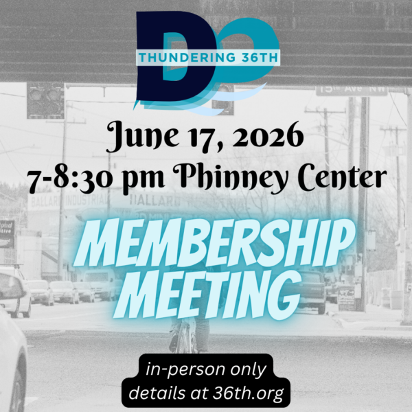 June 17, 2026 7-8:30pm Phinney Center Membership Meeting in-person only details at 36th.org
