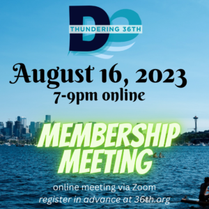 August 16 2023 7-9pm online Membership Meeting online via Zoom register in advance online at 36th.org