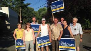 Volunteers from the 36th helped the Isenhower campaign beat their doorbelling goals before the Primary.