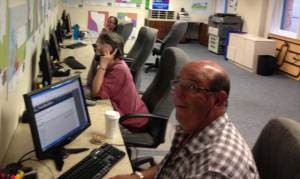 Democrats call voters from State Party HQ last year.